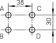 Positions of the fixing bores on the bottom