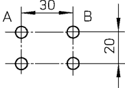 Positions of the bores on the bottom (view from inside):